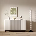 Modern Entryway Console Table With Vase Greenery Artwork And Floor Lamp 3d model