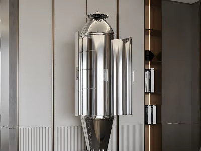 Modern Silver Metal Bookcase In Contemporary Interior With Sleek Design And Structure 3d model