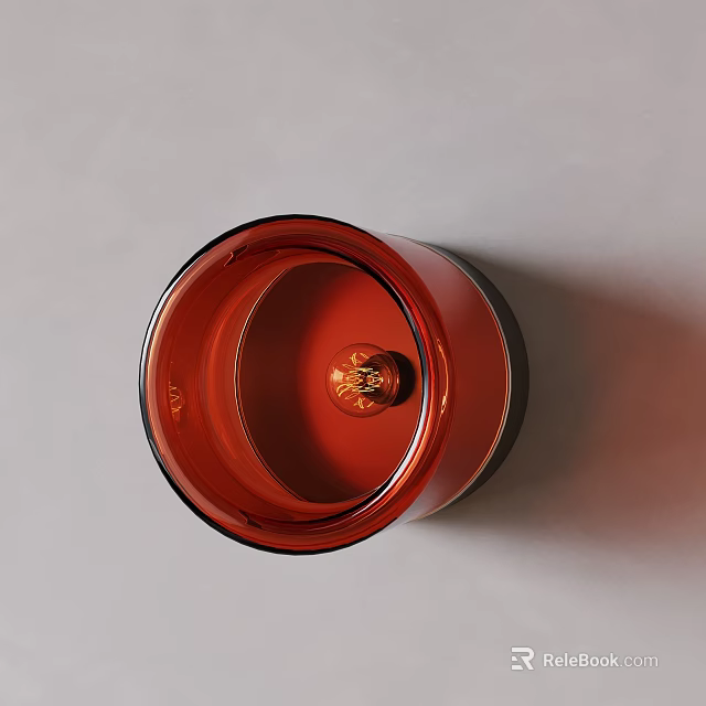 Modern Red Glass Round Wall Sconce With Light Bulb For Interior Decor 3d model