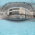 Modern Seafood Restaurant Interior With Glass Display Counters And Fresh Seafood 3d model