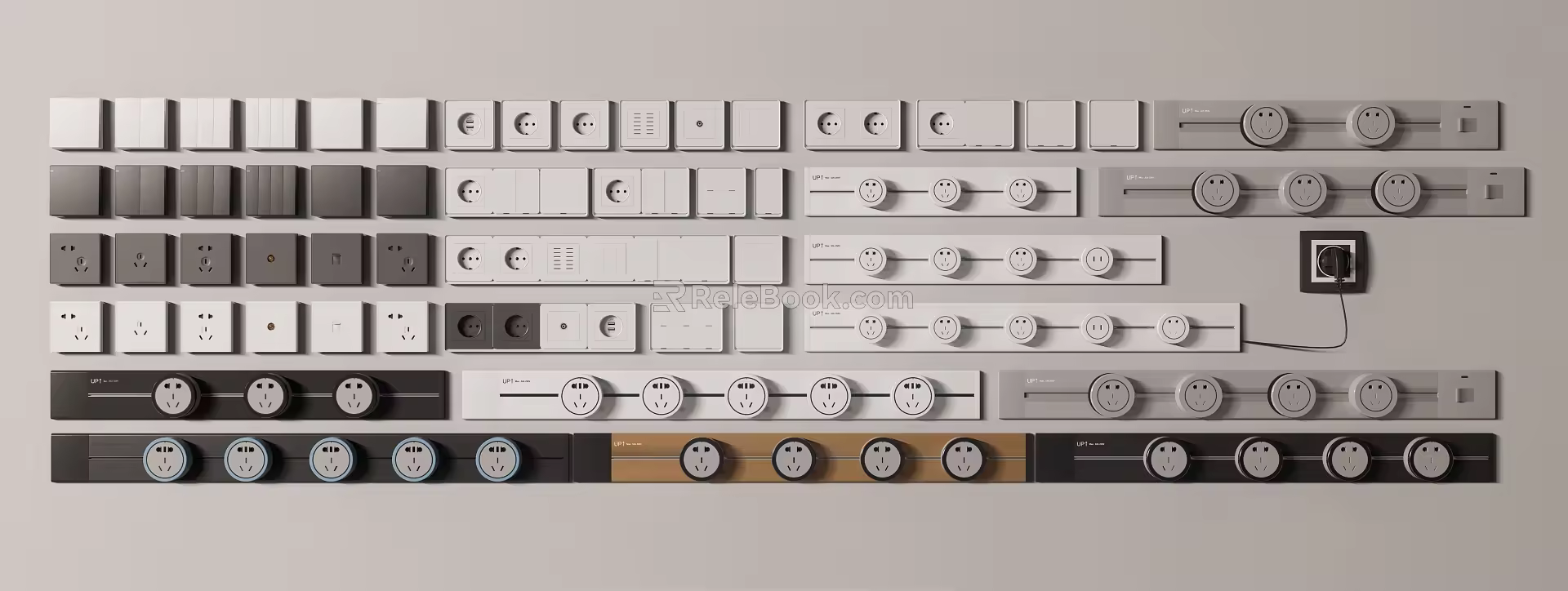 Modern socket combination 3d model