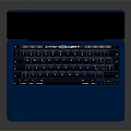 Blue Modern Laptop With Sleek Design Screen Displaying Scenic Mountains Lake And Trees