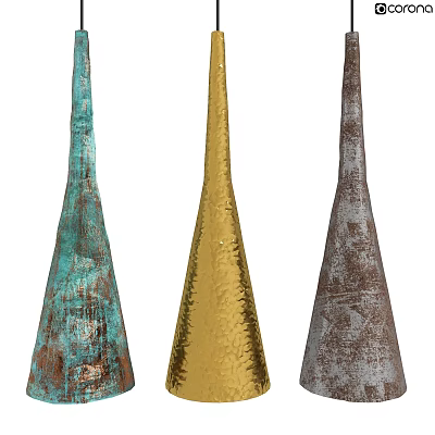 Vintage Hammered Metallic Pendant Lights In Gold Copper Blue Tones For Interior Design Decor 3d model