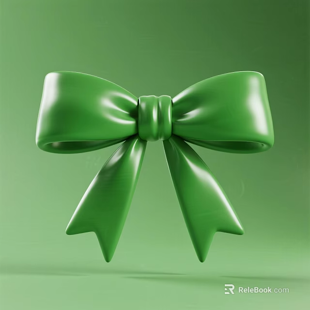 Glossy Green Bowknot Decorative Ornament Set With Smooth Surface And Light Green Backdrop 3d model 