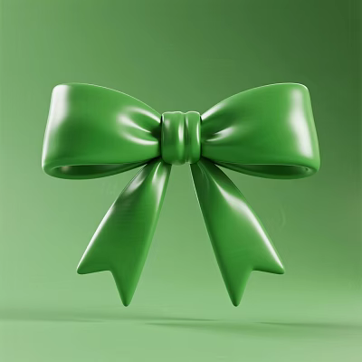 Glossy Green Bowknot Decorative Ornament Set With Smooth Surface And Light Green Backdrop 3d model