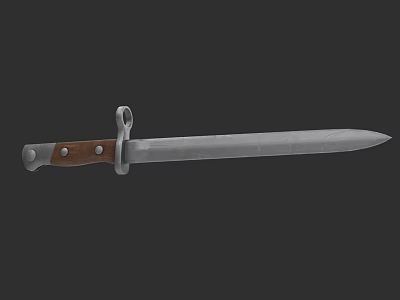 Sharp Military Weapon With Metal Blade And Wooden Handle Loop Design 3d model