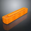 Orange Wooden Textured Rectangular Box On Smooth Black Surface With Reflection