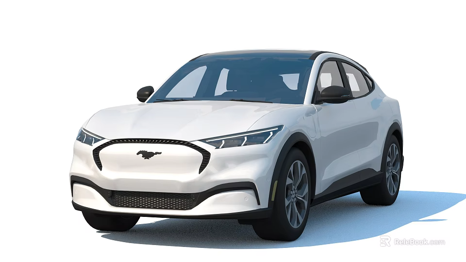 White Electric SUV With Pony Logo Sleek Headlights And Aerodynamic Body Design 3d model 