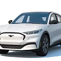 White Electric SUV With Pony Logo Sleek Headlights And Aerodynamic Body Design