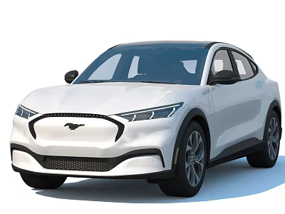 White Electric SUV With Pony Logo Sleek Headlights And Aerodynamic Body Design 3d model