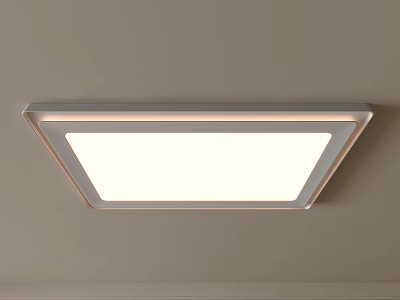 Modern Square Flush Mount Ceiling Light With Metallic Frame And Bright White Glow 3d model