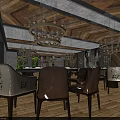 Elegant Restaurant Corridor With Wooden Walls Geometric Patterned Surfaces Green Plant Decor And Patterned Flooring
