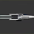 Futuristic White Spaceship With Blue Thrusters Gray Accents And Sleek Aerodynamic Design