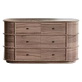 Elegant Curved Light Wooden Sideboard Cabinet With Marble Top And Exquisite Decorative Trim Design