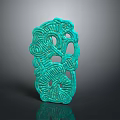 Artistic Green Carved Sculpture Featuring Mythical Creature And Intricate Patterns 3d model