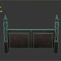 Wooden Stone Furniture Cabinet With Dark Brown Finish Carved Pillars And Pointed Tops