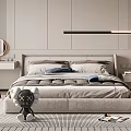 Modern Bedroom Interior With Large Bed Nightstand Dressing Table And Wardrobe 3d model