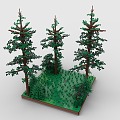 LEGO toy blocks pine forest trees plants grass greening 3d model