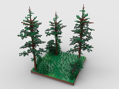 LEGO toy blocks pine forest trees plants grass greening 3d model