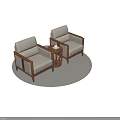 Modern Single Sofas With Wooden Frame Light Colored Cushions And Small Round Table On Rug 3d model