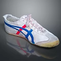 White Casual Sneakers With Blue Red Stripes Classic Sports Footwear Design