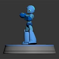 Blue Robot Game Movie Character 3D Model Standing On Round Base 3d model