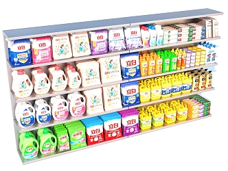 Washing powder laundry detergent shelf advertising rack supermarket goods 3d model