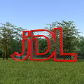 Red JDL Logo Displayed In Green Grass Field With Trees And Blue Sky