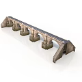 Detailed Stone Arch Bridge Model With Multiple Arches And Stone Piers 3d model