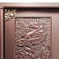 Intricately Carved Double Doors Featuring Bronze White Finish Golden Borders And Knockers