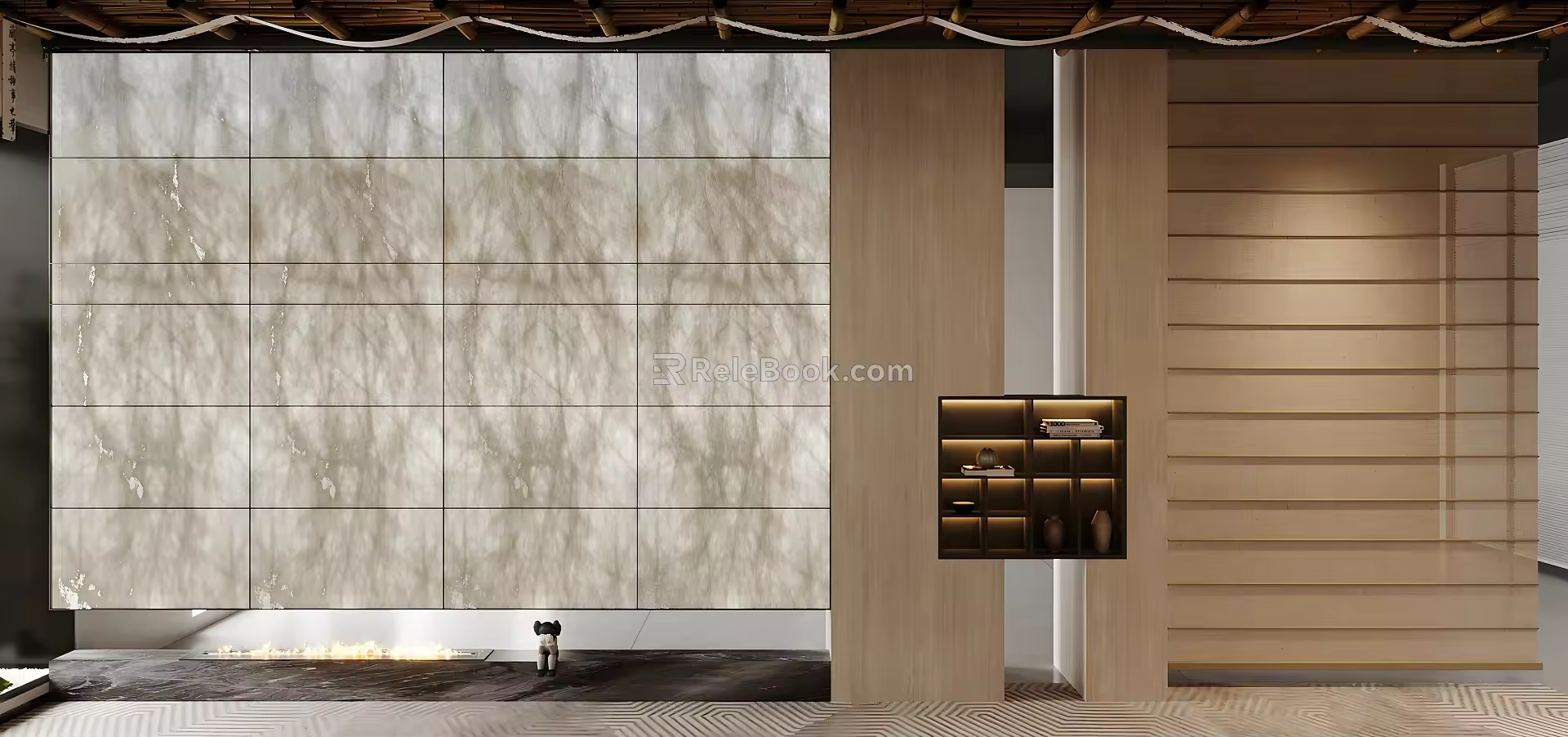 Modern Partition DuPont Paper DuPont Paper Partition Door Curtain Fireplace 3d model