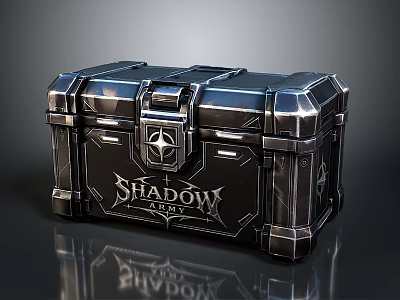 Shadow Themed Chest With Metallic Finish Decorative Locks And Engravings 3d model