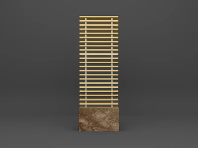 Decorative Screen with Vertical Wooden Slats and Sturdy Marble Base for Home Interior 3d model