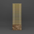 Decorative Screen with Vertical Wooden Slats and Sturdy Marble Base for Home Interior
