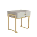 Modern Bedside Table With White Storage Drawer And Gold Metal Legs Design