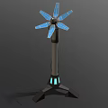 Modern Floor Lamp With Flower Petal Blue Panels Black Pole And Blue Illuminated Base