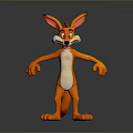 3D Animated Fox Game Movie Character With Orange Fur White Belly Large Ears Standing Pose