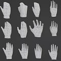 Multiple White Hand Models In Various Poses Arranged On Dark Background 3d model