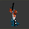 Red And Blue Robot Action Figure With Weapon In Fighting Pose 3d model
