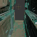 Industrial Rock Wall With Metal Ladders Pipes And Cables