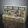 Computer Control Panel With Multiple Displays Control Buttons And Dials For Industrial Use 3d model