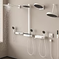 Modern White Wall Mounted Shower Head System With Overhead And Handheld Sprayers 3d model