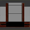 Cartoon Scene Featuring Stylish Display Cabinet With White Red Accents Transparent Panels And Shelves