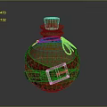 Ornate Potion Bottle With Cork Stopper Green Gold Sheen Red Straps And Metal Buckle