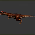 Red Crest Dinosaur 3D Model With Fierce Expression And Red Brown Skin