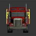 Red Dump Truck With Enclosed Cab Open Bed And Multiple Wheels On Dark Surface 3d model