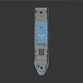 Blue And White Fishing Boat With Masts Antennas And Red Bottom Hull