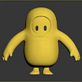 Golden Shiny Cartoon Creature Character With Round Body And Black Eyes