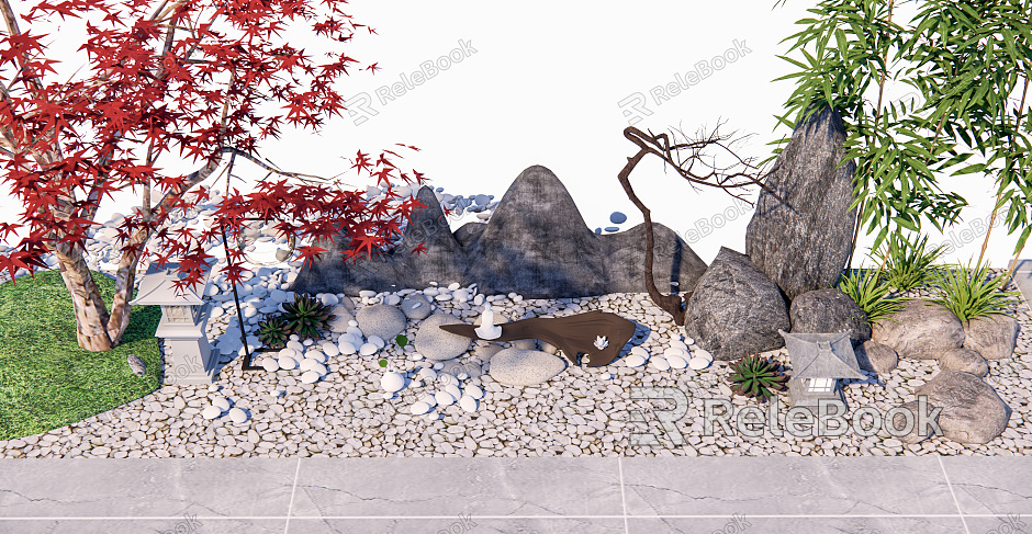 New Chinese style landscape sketch dry landscape rockery waterscape rockery plant stone model