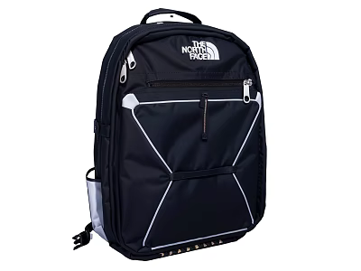 The North Face Black Backpack With Zipper Pockets And White Accent Design 3d model